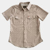 Starr Mens Oasis Vented Snap Short Sleeve Shirt Beige/Aztec - T01648-BEAZT
