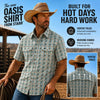 Starr Mens Oasis Vented Snap Short Sleeve Shirt Khaki/Blue - T01648-KHABL