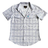 Starr Mens Oasis Vented Snap Short Sleeve Shirt White/Grey - T01648-WHTGRY
