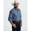 Starr Mens Printed Button Down Long Sleeve Shirt Blue/Brown Geo - SWPTBLS-402