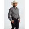Starr Mens Printed Button Down Long Sleeve Shirt Blue Geo - SWPTBLS-405