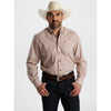 Starr Mens Printed Button Down Long Sleeve Shirt Light Brown Geo - SWPTBLS-407