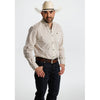 Starr Mens Printed Button Down Long Sleeve Shirt Tan Brown - SWPTBLS-408