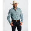 Starr Mens Printed Button Down Long Sleeve Shirt Teal Geo - SWPTBLS-409