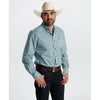 Starr Mens Printed Button Down Long Sleeve Shirt Teal Geo - SWPTBLS-409