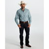 Starr Mens Printed Button Down Long Sleeve Shirt Teal Geo - SWPTBLS-409