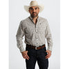 Starr Mens Printed Button Down Long Sleeve Shirt White And Beige Aztec - SWPTBLS-404