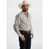 Starr Mens Printed Button Down Long Sleeve Shirt White And Beige Aztec - SWPTBLS-404