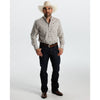 Starr Mens Printed Button Down Long Sleeve Shirt White And Beige Aztec - SWPTBLS-404