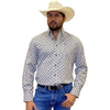 Starr Mens Printed Button Down Long Sleeve Shirt White - SWPTBLS-395