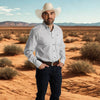 Starr Mens Printed Button Down Long Sleeve Shirt White