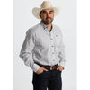 Starr Mens Printed Button Down Long Sleeve Shirt White - SWPTBLS-406
