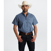 Starr Mens Printed Button Down Short Sleeve Shirt Blue/Brown Geo - SWPTBSS-402