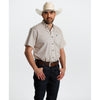 Starr Mens Printed Button Down Short Sleeve Shirt Cream/Blue Geo - SWPTBSS-410