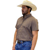 Starr Mens Printed Button Down Short Sleeve Shirt Geo Brown - SWPTBSS-390