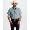 Starr Mens Printed Button Down Short Sleeve Shirt Teal Geo - SWPTBSS-409