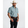 Starr Mens Printed Button Down Short Sleeve Shirt Teal Geo - SWPTBSS-409