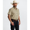 Starr Mens Printed Button Down Short Sleeve Shirt Yellow/Green Geo - SWPTBSS-401