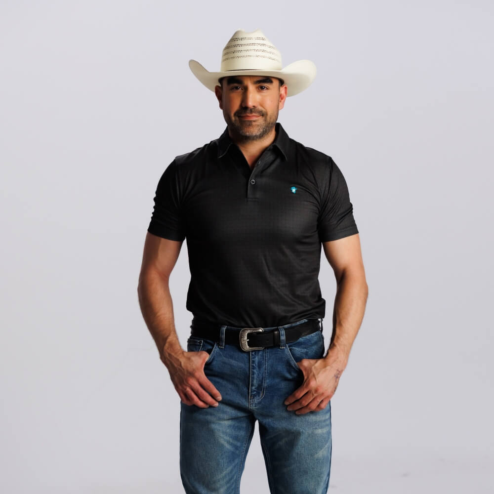 Starr Mens Printed Short Sleeve Polo Shirt Black - SWPRTPSS2501
