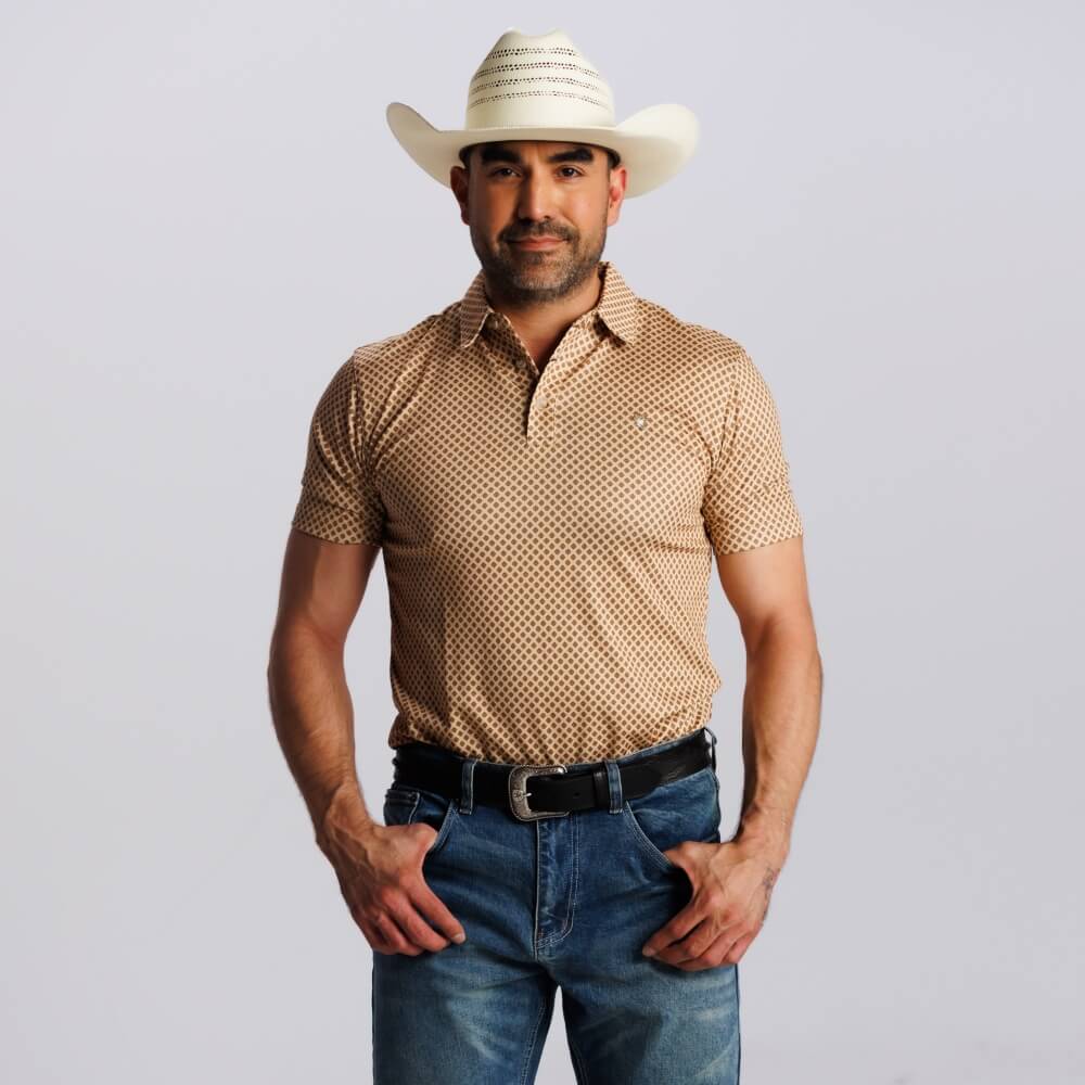 Starr Mens Printed Short Sleeve Polo Shirt Brown - SWPRTPSS2799