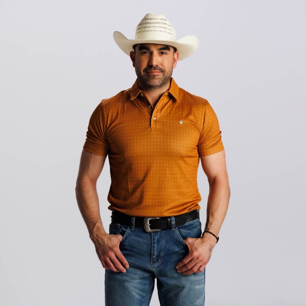 Starr Mens Printed Short Sleeve Polo Shirt Caramel - SWPRTPSS1002