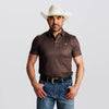 Starr Mens Printed Short Sleeve Polo Shirt Dark Brown - SWPRTPSS2188