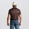 Starr Mens Printed Short Sleeve Polo Shirt Dark Brown - SWPRTPSS2188