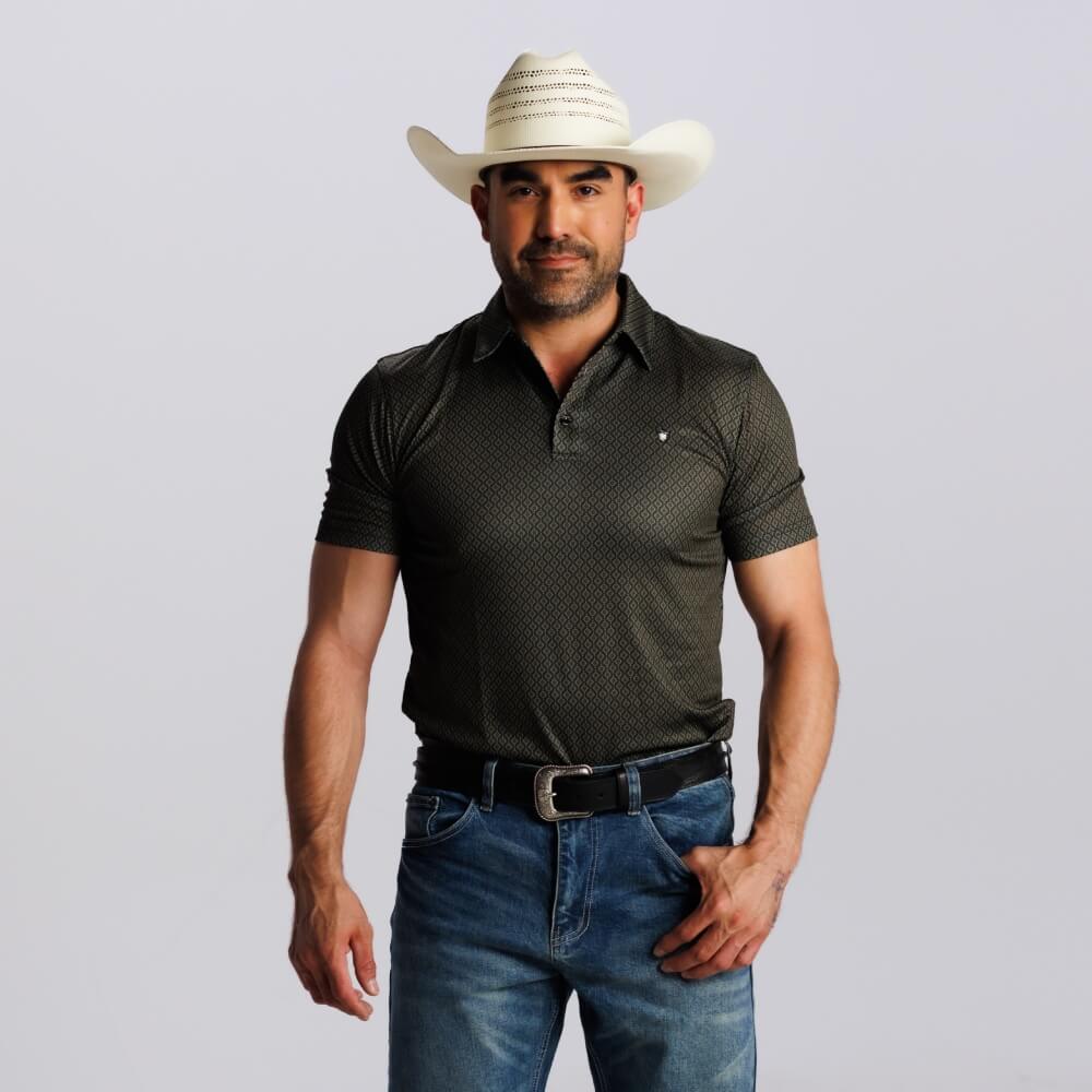 Starr Mens Printed Short Sleeve Polo Shirt Green/Olive - SWPRTPSS2446
