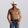 Starr Mens Printed Short Sleeve Polo Shirt Khaki/Navy - SWPRTPSS2290