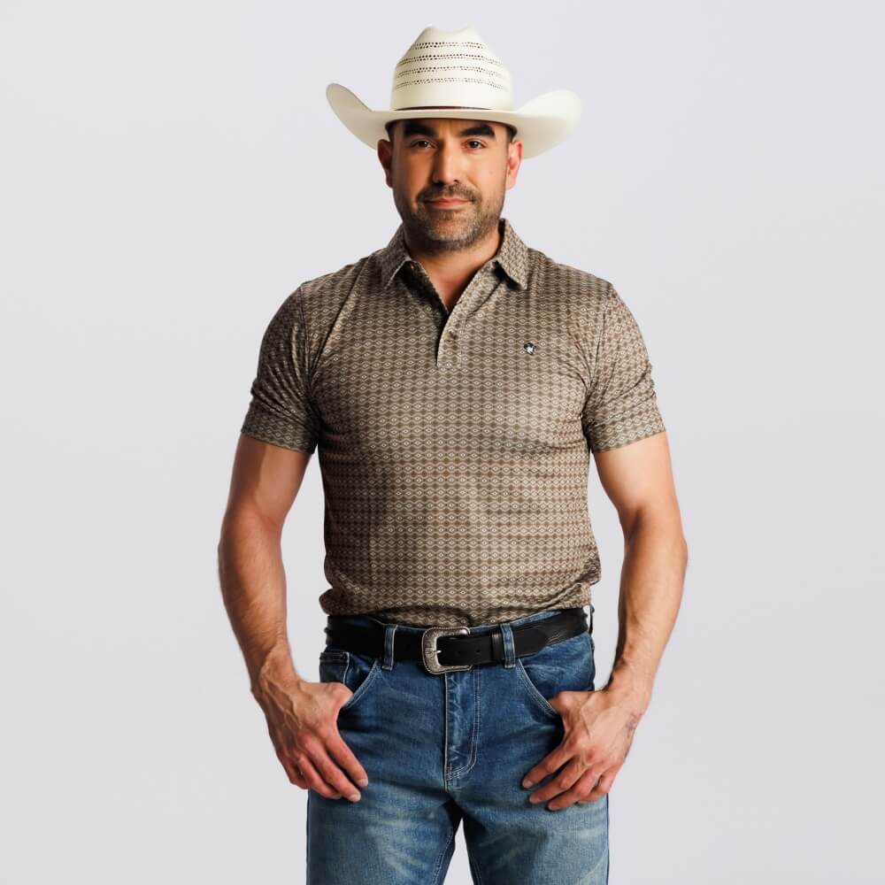 Starr Mens Printed Short Sleeve Polo Shirt Khaki - SWPRTPSS2165