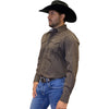 Starr Mens Printed Snap Long Sleeve Shirt Dark Brown - SWPTSLS-396