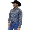 Starr Mens Printed Snap Long Sleeve Shirt Black Paisley - SWPTSLS-397