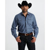 Starr Mens Printed Square Snap Long Sleeve Shirt Blue/Brown Geo - SWPTSLS-402