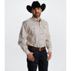 Starr Mens Printed Square Snap Long Sleeve Shirt Cream/Blue Geo - SWPTSLS-410