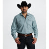 Starr Mens Printed Square Snap Long Sleeve Shirt Teal Geo - SWPTSLS-409