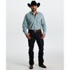 Starr Mens Printed Square Snap Long Sleeve Shirt Teal Geo - SWPTSLS-409