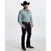 Starr Mens Printed Square Snap Long Sleeve Shirt Teal Geo - SWPTSLS-409