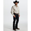 Starr Mens Printed Square Snap Long Sleeve Shirt White/Blue Geo - SWPTSLS-400