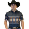 Starr Mens Short Sleeve Printed Polo Black Aztec - SWPRTPSS2505