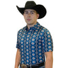Starr Mens Short Sleeve Printed Polo Blue Aztec Print - SWPRTPSS2248