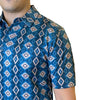Starr Mens Short Sleeve Printed Polo Blue Aztec Print - SWPRTPSS2248