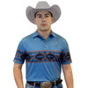 Starr Mens Short Sleeve Printed Polo Blue Aztec Stripe - SWPRTPSS2174