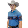 Starr Mens Short Sleeve Printed Polo Blue Aztec Stripe - SWPRTPSS2174