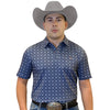 Starr Mens Short Sleeve Printed Polo Blue Geo - SWPRTPSS2190