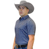 Starr Mens Short Sleeve Printed Polo Blue Geo - SWPRTPSS2190