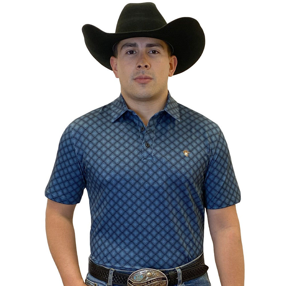 Starr Mens Short Sleeve Printed Polo Blue - SWPRTPSS2442