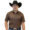 Starr Mens Short Sleeve Printed Polo Brown Geo - SWPRTPSS2193