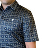 Starr Mens Short Sleeve Printed Polo Grey Geo - SWPRTPSS2194