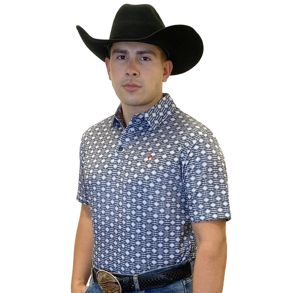 Starr Mens Short Sleeve Printed Polo Grey & White - SWPRTPSS2439