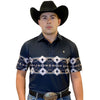 Starr Mens Short Sleeve Printed Polo Navy Aztec - SWPRTPSS2178